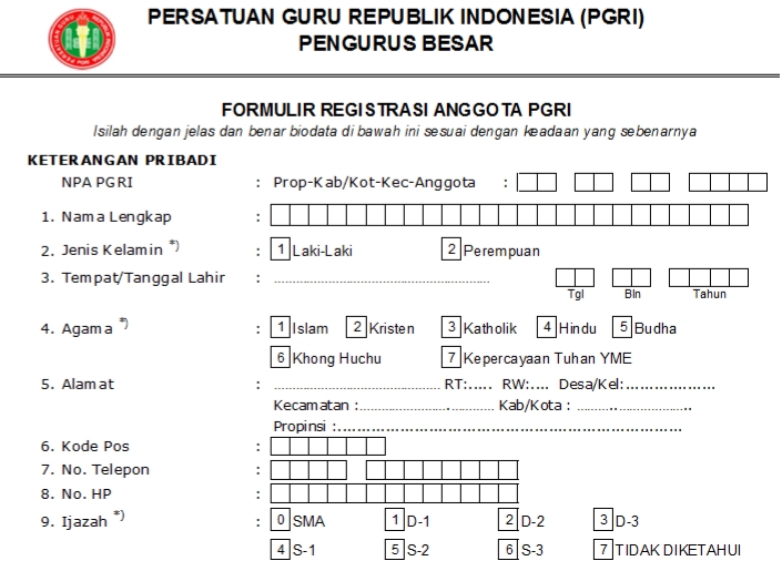 Pendaftaran PGRI Ilirbarati - Persatuan Guru Republik Indonesia Cabang Ilirbarati